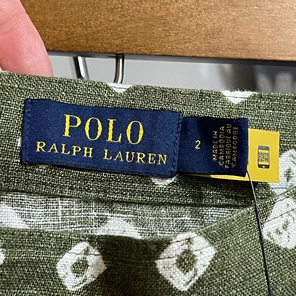 NWT Ralph Lauren Polo block-print tiered linen midi skirt size 2 - Picture 7 of 12